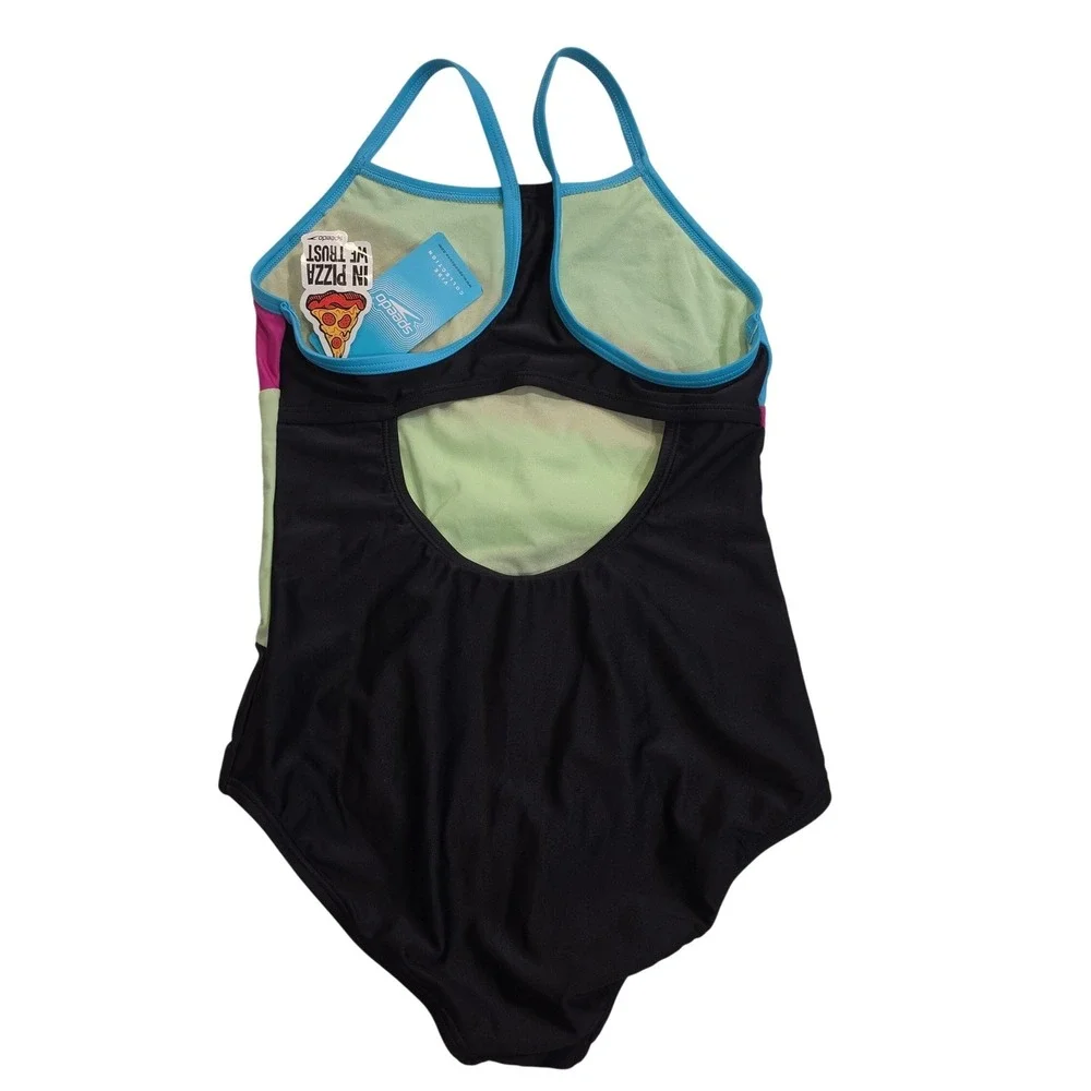 Speedo Kids One Piece‎ Swimsuit Anthracite Colorblock Endurance 14